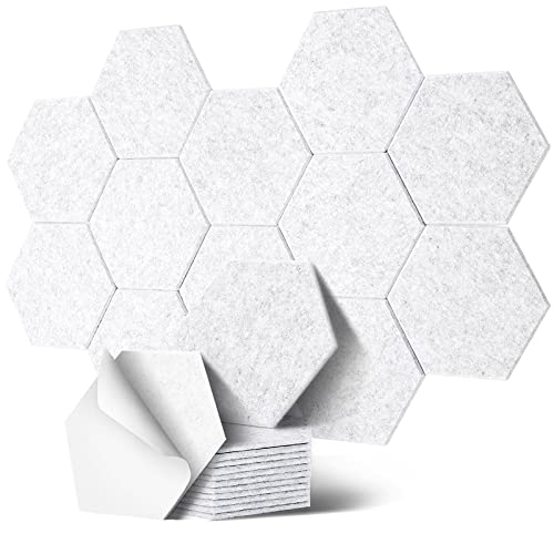 Deecam Panneau Acoustique,Hexagonal Auto-Adhésif Mousse Acoustique, Panneau Acoustique Mural Pour Studio d'Enregistrement,Bureau,Chambre à Coucher,30x26x1cm (6 Stück, Blanc)