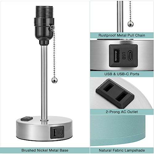 Image of Small Bedside Table Lamp for Bedroom - Desk Lamp with USB Ports for Dorm