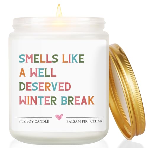 Teacher Christmas Candle Gifts, Teacher Gifts, Nursery Teachers English History Science Gift for Teachers' Day, Thanksgiving Day, Christmas,Retirement, Balsam Fir and Cedar Scented Candle 7OZ