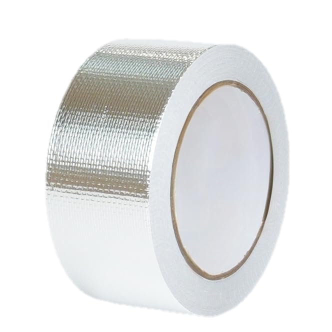 HZCOYIM 2in x 66ft Reinforced Aluminum Fiberglass Tape High Temperature Resistant Muffler Tape Suitable for Piping/HVAC/Automotive/Heat and Sound Insulation Repair