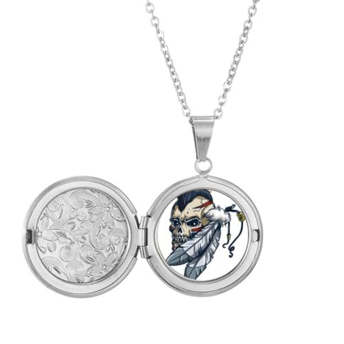 Collier totem squelette indien avec plumes : cadeau d'anniversaire original homme