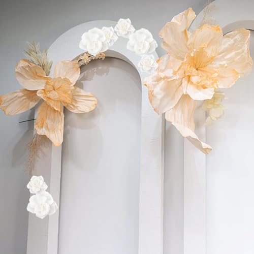 Fleurs en papier faites à la main 3D blanc | Pompons crêpe de soie SUNNYCLUE - 7