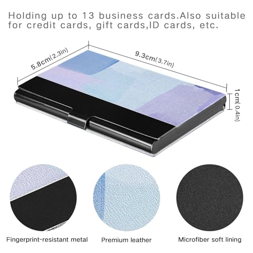 KLL Blue and Purple Color Blocking Ultra-Thin Business Card Holder with Leather and Stainless Steel Cards Holder for Protects Your Cards tarjetero para Hombre3