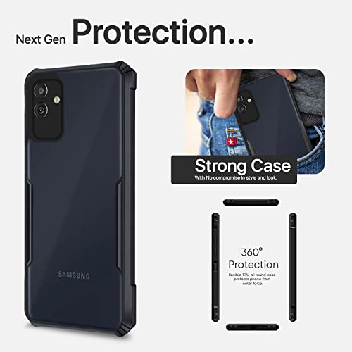 Image of Pikkme Ultra Hybrid Back Cover for Samsung Galaxy M13 5G | Raised Edges |Crystal Clear Transparent | Full Camera Protection Bumper Case (Black)