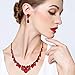 EVER FAITH Women's Austrian Crystal Luxury Ball Prom Floral Waterdrop Necklace Earrings Set Red Black-Tone