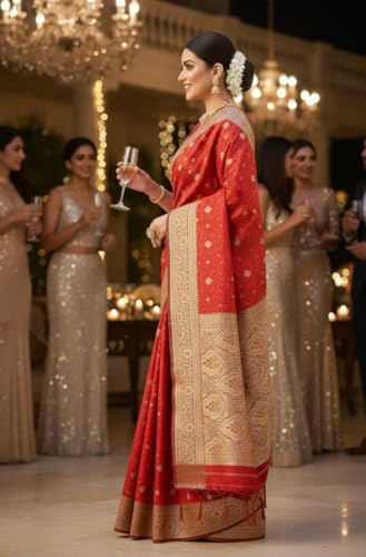 Banarasi Drape gold banarasi silk saree – image 5