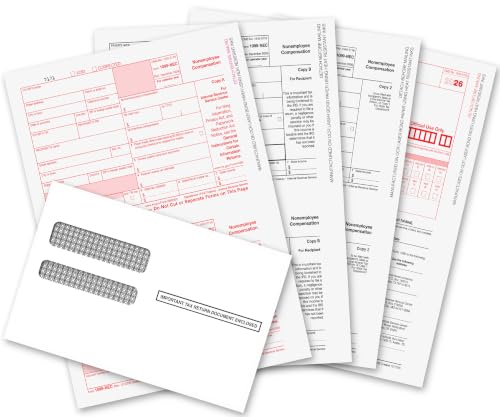 1099 NEC Forms 2026, 1099 NEC Laser Forms IRS Approved Designed for QuickBooks and Accounting Software 2026, 4 Part Tax Forms Kit, 15 Vendor Kit – Total 23 (63) Forms (with Envelope)
