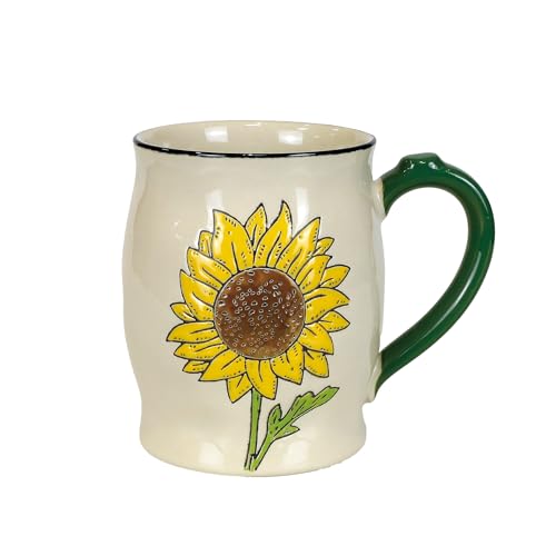 Enesco Our Name is Mud Language of Flowers Sunflower Hand-Painted Coffee Mug, 15 Ounce, Multicolor