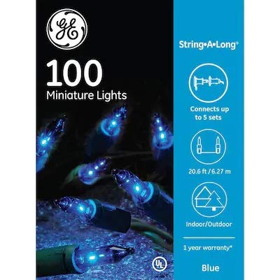 ( pack X 2 ) GE String-A-Long 100-Count 20.6-ft Constant Blue Mini Plug-in Indoor/Outdoor Christmas String Lights 60214LO