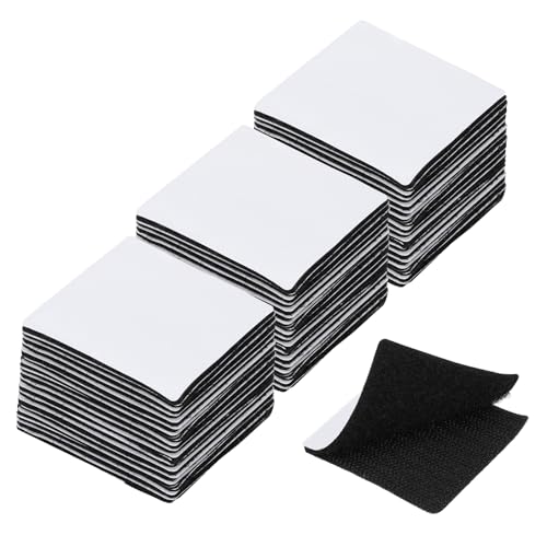 Image of PATIKIL 2.4x2.4 Inches Hook and Loop Dots, 40 Sets Nylon Blend Square Self Adhesive Tape Strong Sticky-Back Fasteners Double-Sided Adhesive Strip for Office Home Crafting, Black