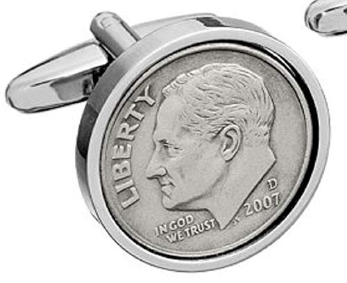 Worldcoincufflinks - Cufflinks - Rhodium Plated - 2007 Wedding Anniversary - Mint 2007 Coin Cufflinks #TOP2