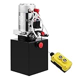  ZauberLu 12V/DC Hydraulikpumpe Doppeltwirkend Kipperpumpe Hydraulikaggregat 4L Metallbehältertank Antriebseinrichtung für Auto(4L Doppeltwirkend Metallbehälter)