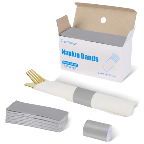 Germiwipe 500 Pcs Self-Adhesive Napkin Bands, (Gray)