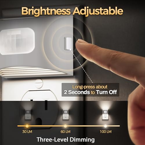 DORESshop LED Night Light[4 Pack], Night Lights Plug into Wall, 3 Mode Plug in Night Light with Motion Sensor, Dusk to Dawn Sensor, Nightlights for Adults, Bedroom, Bathroom, 5000K White Cover — view 2