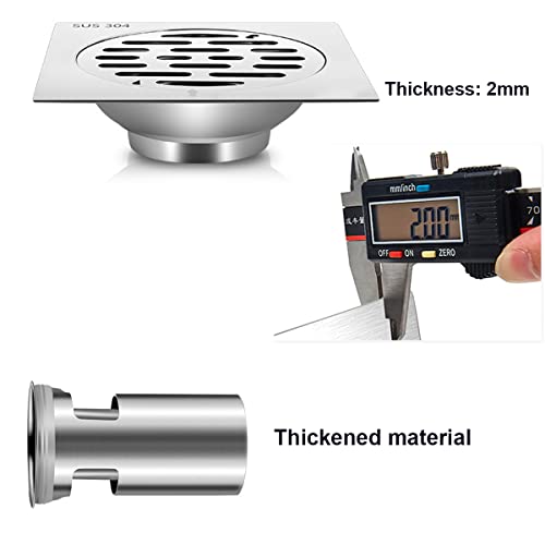 Qrity Stainless Steel Square Floor Drain Waste Drain Cover Anti-odor Straight Floor Drain for Bathroom Shower Room - Image 3
