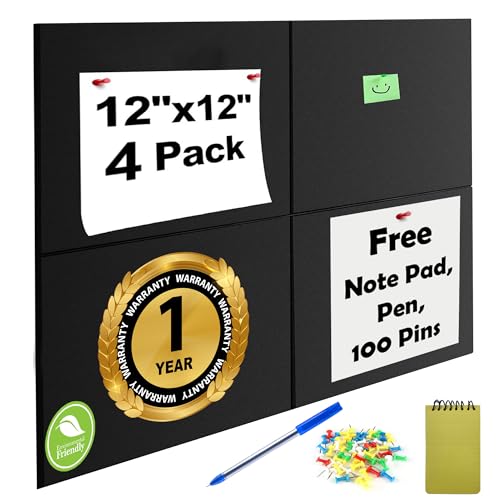 Image of Axmon Notice Board for Home | 4 Pcs | Bulletin Board | Vision Board for Manifestation | Self-Adhesive Wall Boards | Message Board for Notes, Keys, Photos, Schedules for Office, Kitchen, Home |