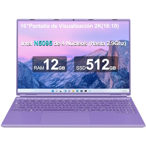 AOCWEI Ordenador Portátil 16 Pulgadas Intel N5095 Up to 2.9Ghz, Portátil Win 11 con 5G WiFi...