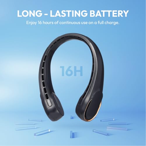 MAVIÉ Portable Personal Neck Fan, Cooling Hands Free Bladeless Fan, Rechargeable Long Battery Life, 360° Airflow With 3 Speeds, Lightweight Travel, Low Noise with Strong Wind, Headphone Design (Black) by MAVIÉ - Used condition - Image 3