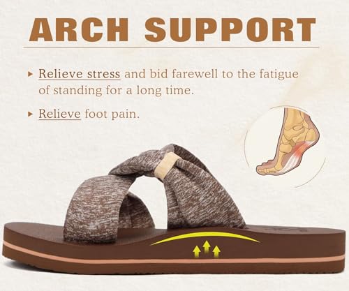 Image of KuaiLu Womens Dressy Bow Sandals Arch Support Yoga Foam Cushion Comfortable Walking Slides Open Toe Summer Beach Indoor Outdoor Slippers