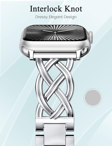 Image of TOYOUTHS Dressy Bracelet Compatible with Apple Watch Bands 38 /40 /41 /42 /44 /45 /46 /49mm Women, Celtic Stainless Steel Metal Fancy Nice Pretty Strap for iWatch Series 11 10 9 8 7 6 5 4 Ultra /SE 3 2 1