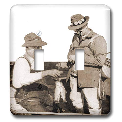 Interrupteur double pêche à deux homes 3dRose motif imprimé résistant