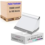 Fuxury Pallet Package 14.5X19" Poly Mailers 70000 Pcs,Shipping Envelopes for Clothing,Strong Adhesive Packaging Bag for Small Business Suppliers, Self Seal Mailing Poly Bags,White