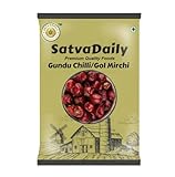 SatvaDaily Dry Boriya Red Chilli Whole 100g | GOL Mirchi | Round Chillies | Mundu Chili | Red Gundu Chillies Organic | Salem Gundu Chilli |100 Grams