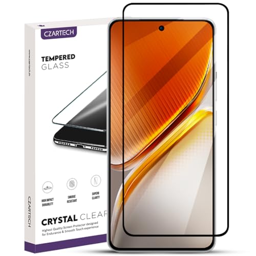 Image of Czartech Tempered Glass For iQOO Neo 10R 5G / iQOO Neo 10 5G Screen Protector | 9H Hardness | Full Coverage Black Border | Edge to Edge | Anti Scratch | Bubble Free | HD Clear (Pack of 1)
