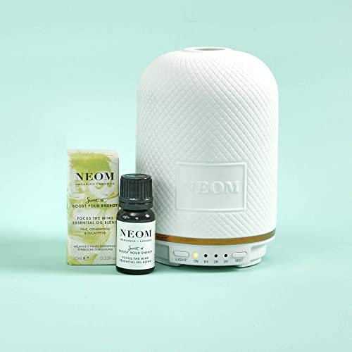 Neom – Wellbeing Pod Essential Oil Diffuser & Focus The Mind (0.33Fl Oz) Ultrasonic Aroma With Ceramic Cover, Led Light & Timer… #TOP5