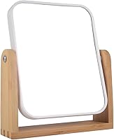 YYPDC Bamboo Makeup Mirror: 1X/3X Double-Sided 360° Swivel Magnifying Vanity Mirror with Stand - Square for Desk & Bathroom