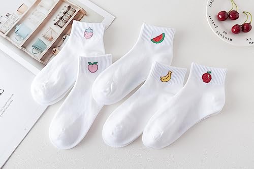 Image of Fruit Embroidered Ankle Socks Cute No Show Socks for Women, Ladies, Girls