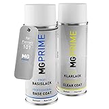 MG PRIME Autolack Sprühdosen Set für Ferrari 101 Argento Metallic/Argent Gray Metallic Basislack Klarlack Spraydose 400ml