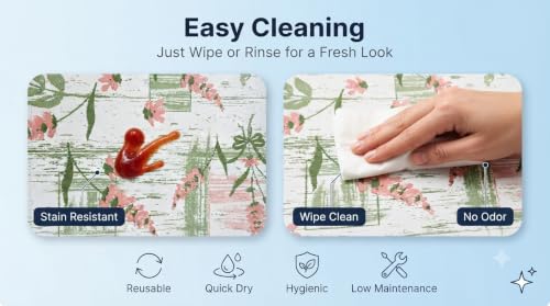 Image of Dribble (45cm X 500cm) Eva Shelf Liner Mat Roll, Non Slip Drawer & Cabinet Liner for Kitchen, Waterproof Oilproof Washable Fridge Mat, Anti Skid Multipurpose Mat (Floral Hormony Peach)