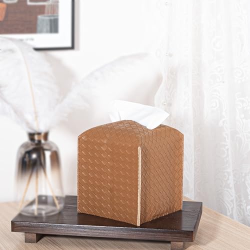 image for zoocatia Tissue Box Cover PU Leather Tissue Holder Square Facial Tissu