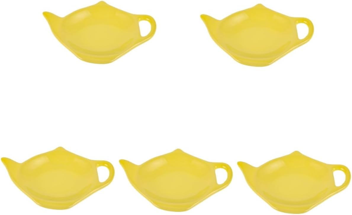 Garneck 5pcs Teapot Design Tea Bag Holder Ceramic Coaster Tea Bag Organizer Dipping Dish Decorative Plate