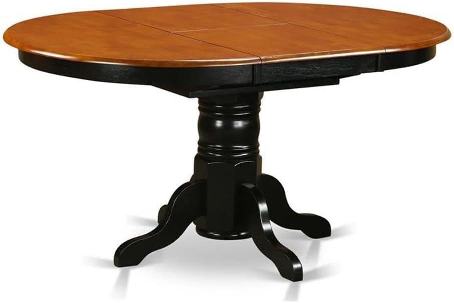 East West Furniture KET-ESP-TP Kenley Dining Room Table - an Oval Solid Wood Table Top with Butterfly Leaf & Pedestal Base, 42x60 Inch, Espresso