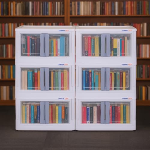Image of URBAN LUXY Foldable Plastic Rack for Storage /Kitchen Cupboard /Sturdy Wardrobe for Clothes /Multipurpose Storage Organizer /Closet for Bedroom /Living Room /Laundry Room (White-Storage BIN - 2DOOR, 2PCS)