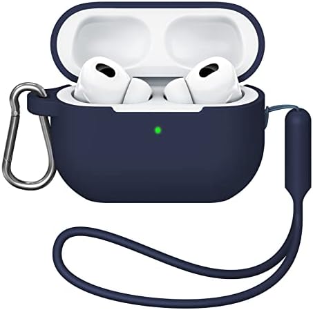 Matekxy 2022 AirPods Pro 2nd Generation Case with Silicone Lanyard, Full Protection Shockproof and Dustproof Portable Cover with Keychain, Support Apple AirPods Wireless Charging - Azure Blue