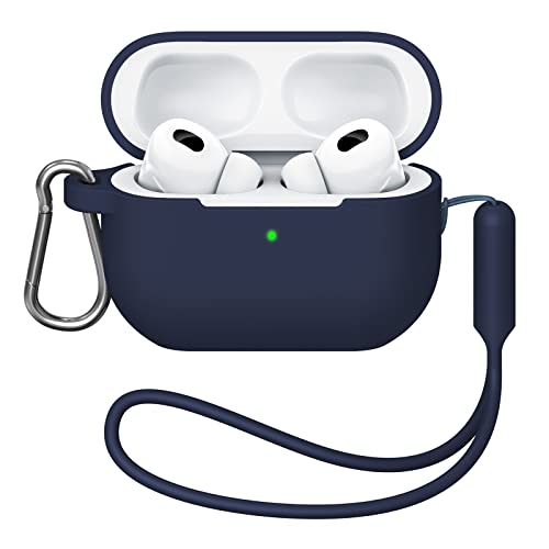 Matekxy 2022 Airpods Pro 2Nd Generation Case With Silicone Lanyard, Full Protection Shockproof And Dustproof Portable Cover With Keychain, Support Apple Airpods Wireless Charging - Azure Blue #TOP29