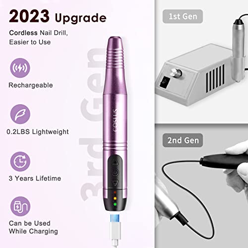 Cordless Nail Drill Electric File: Professional For Acrylic Gel Dip Powder Nails Portable Nail Drill Machine Kit For Manicure Pedicure Nail Set With Everything Rechargeable Lightweight #TOP1