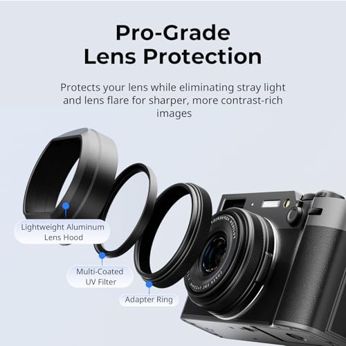 Image of SMALLRIG UV Filter with Lens Hood Kit for FUJIFILM X100VI / X100V, UV Filter with 99% Light Transmission, Anti-Flare & Anti-Ghosting, Lens Hood in Aluminum Alloy, Black - 5850