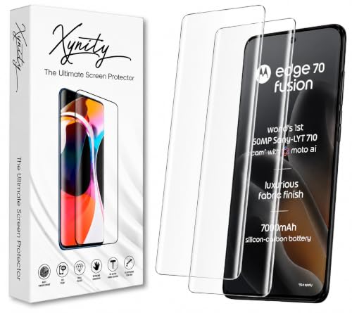 Image of Xynity Ultra Curved UV Tempered Glass for Motorola Edge 70 Fusion (Pack of 2) - Full Curved Screen Coverage with Easy Installation Kit