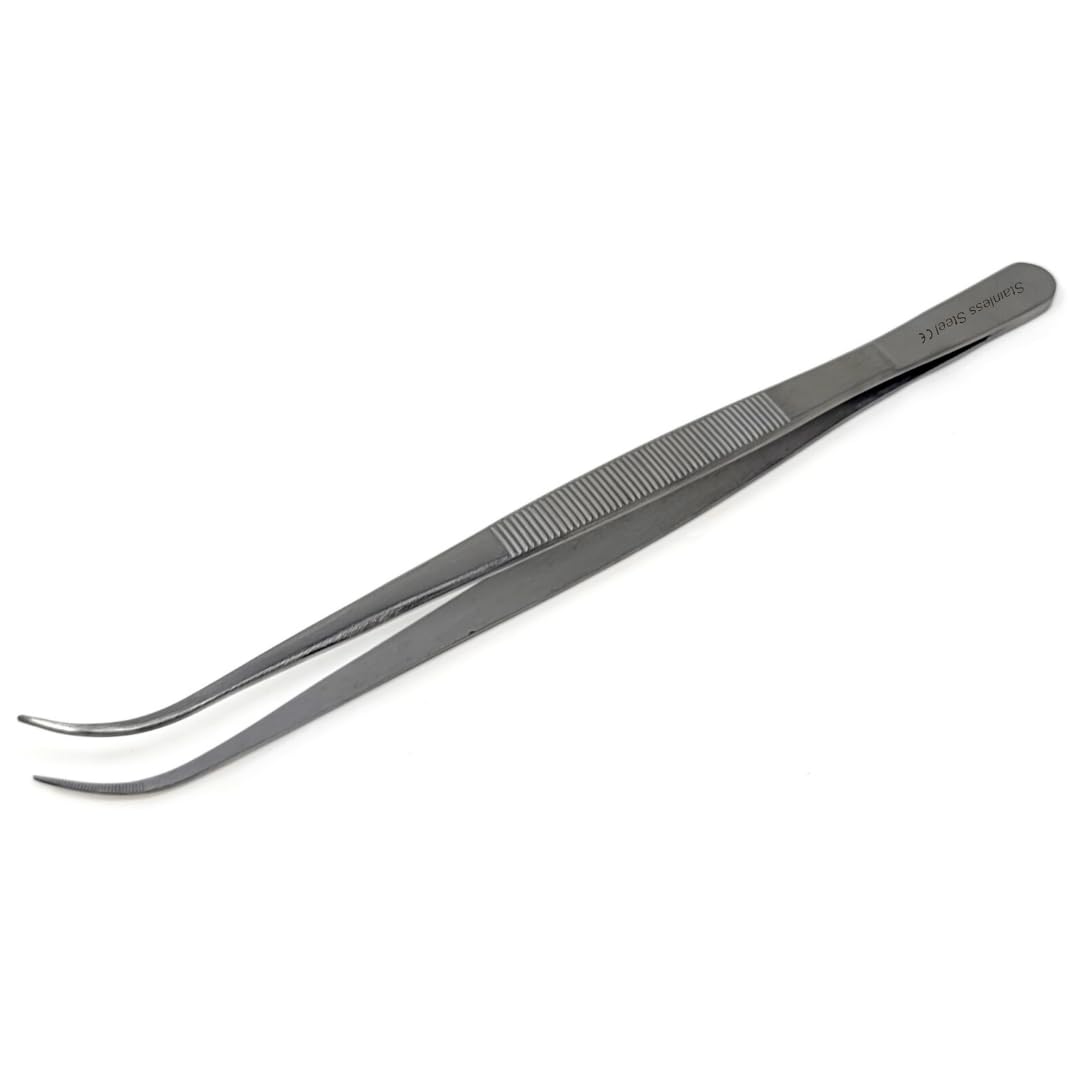 Multifunction Lab Tweezers Narrow Micro Point Fine Serrations Stainless Steel Forceps - 8