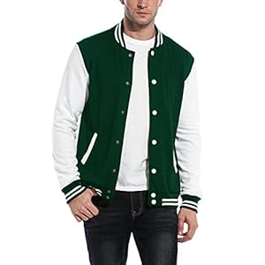 COOFANDY Men’s Fashion Varsity Jacket Causal Slim Fit Cotton Letterman Baseball Bomber Jackets