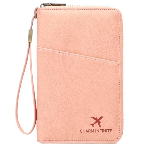 Toctax Reisepass Tasche Familie Reiseorganizer mit RFID-Blocker Reisepass Organizer Reisepasshülle für Damen und Herren (Rosa)