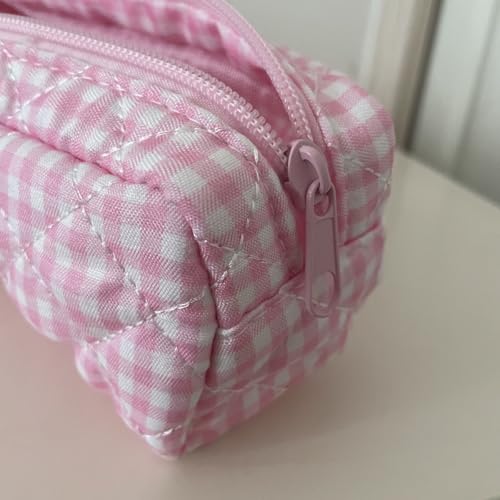 Image of Cute Pencil Case Floral Quilted Pouch Makeup Bag (Pink, Small)