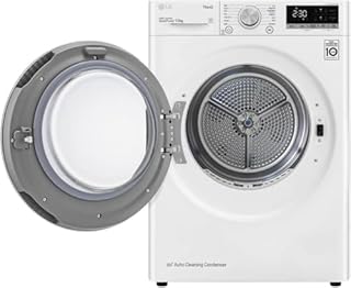 LG RH10V9AV4W Asciugatrice Smart a Carica Frontale 10kg, Serie V9, Classe C, Condensazione con Pompa di calore DUAL Inverter, Eco Hybrid, Condensatore autopulente, Allergy Care, Wi-Fi, Bianca
