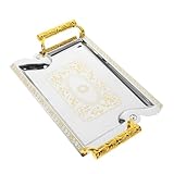 Baluue Bandeja de Metal para Servir Frutas y Postres con Asa Diseño Moderno y Elegante Ligera y Fácil de Limpiar para Cocina y Eventos