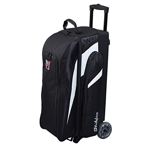 Kr Strikeforce Cruiser Triple Roller Bowling Bag With Room For Accessories - Balls - Shoes (Black/White) #TOP10