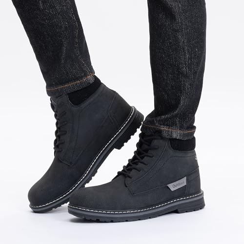 CC-Los Men's Winter Snow Boots with Sherpa Fleece Lining Waterproof Slip-Resistant Insulated Black3